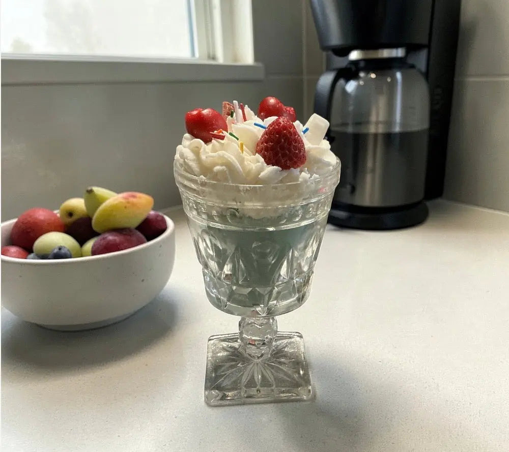 Ice Cream Sundae Candle vintage glass candle
